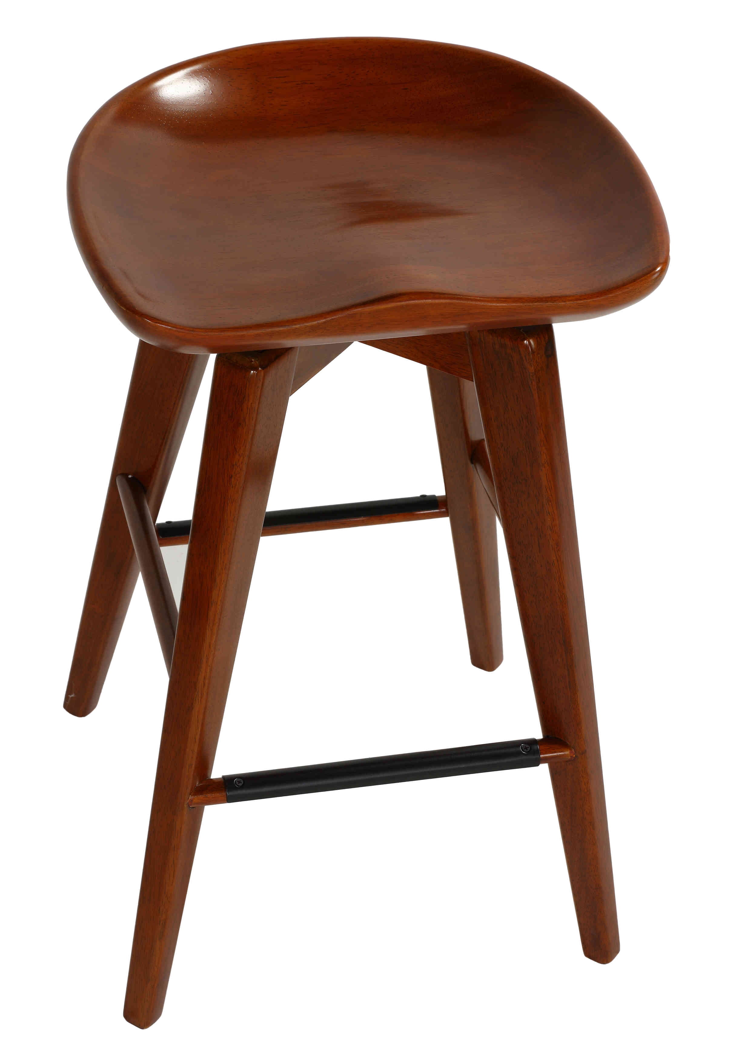 Walnut Brown Swivel Backless Wood Counter Stool, 24"