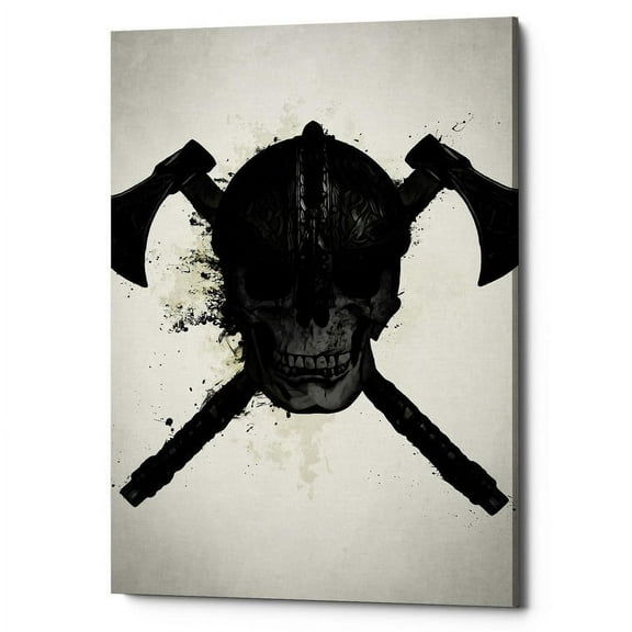 Cortesi Home  "Viking Skull" by Nicklas Gustafsson, Giclee Canvas Wall Art - Black 26" x 40"
