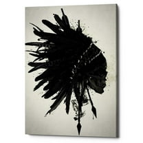 Cortesi Home "Warbonnet Skull" by Nicklas Gustafsson, Giclee Canvas Wall Art - Black 26" x 40"