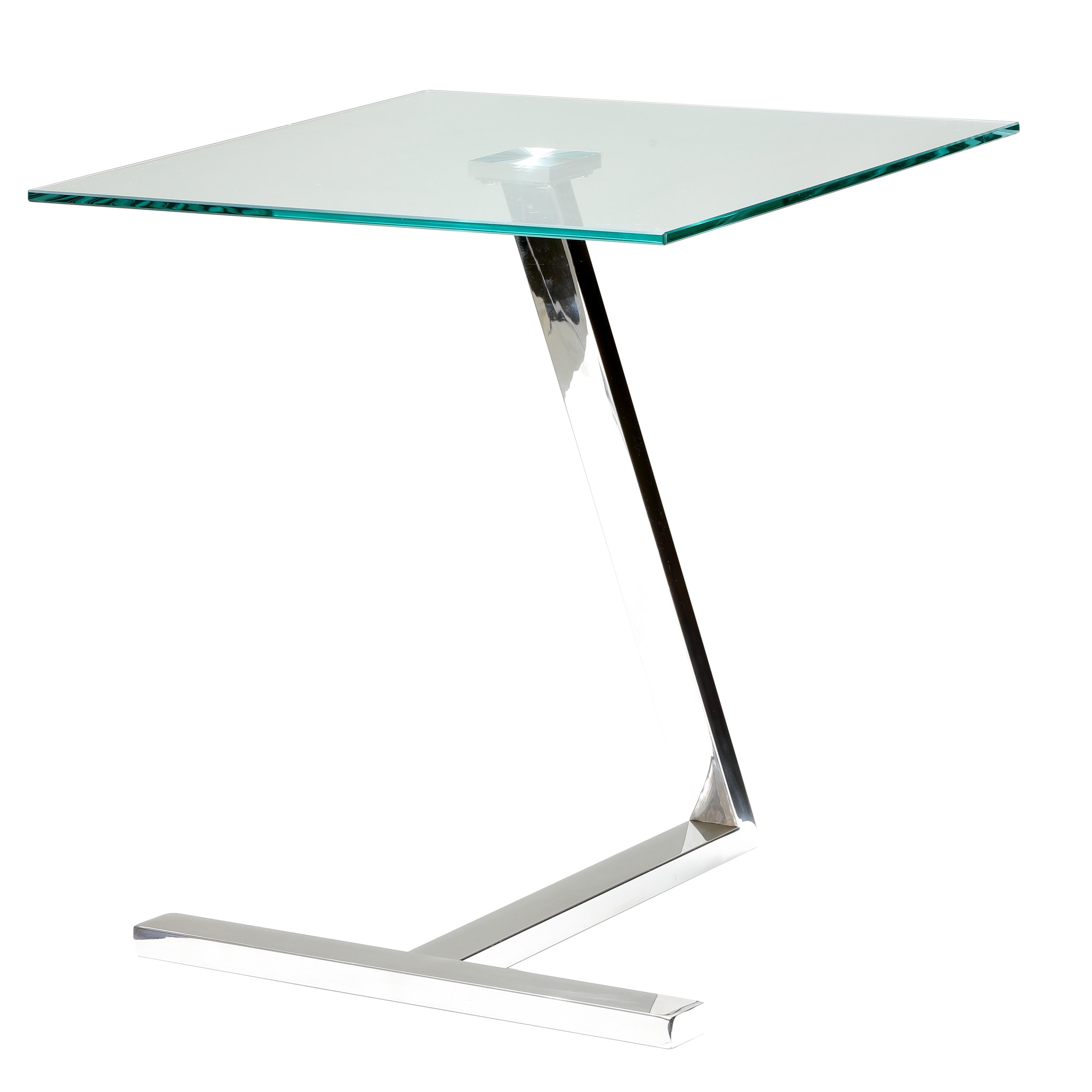 Zee Square Glass Top Chrome End Table 17.75"