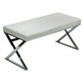 thumbnail image 1 of Silver Orchid  Costello White Chrome Faux Leather Steel Entryway Bench, 1 of 4