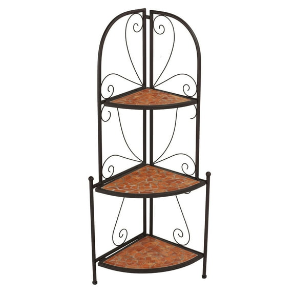 Cortesi Home Zook Mosaic Corner Shelf, Brown