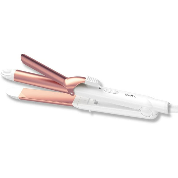 Cortex Beauty 2-in-1 Smooth & Curl - Flat Iron/Curler - White/Rose Gold