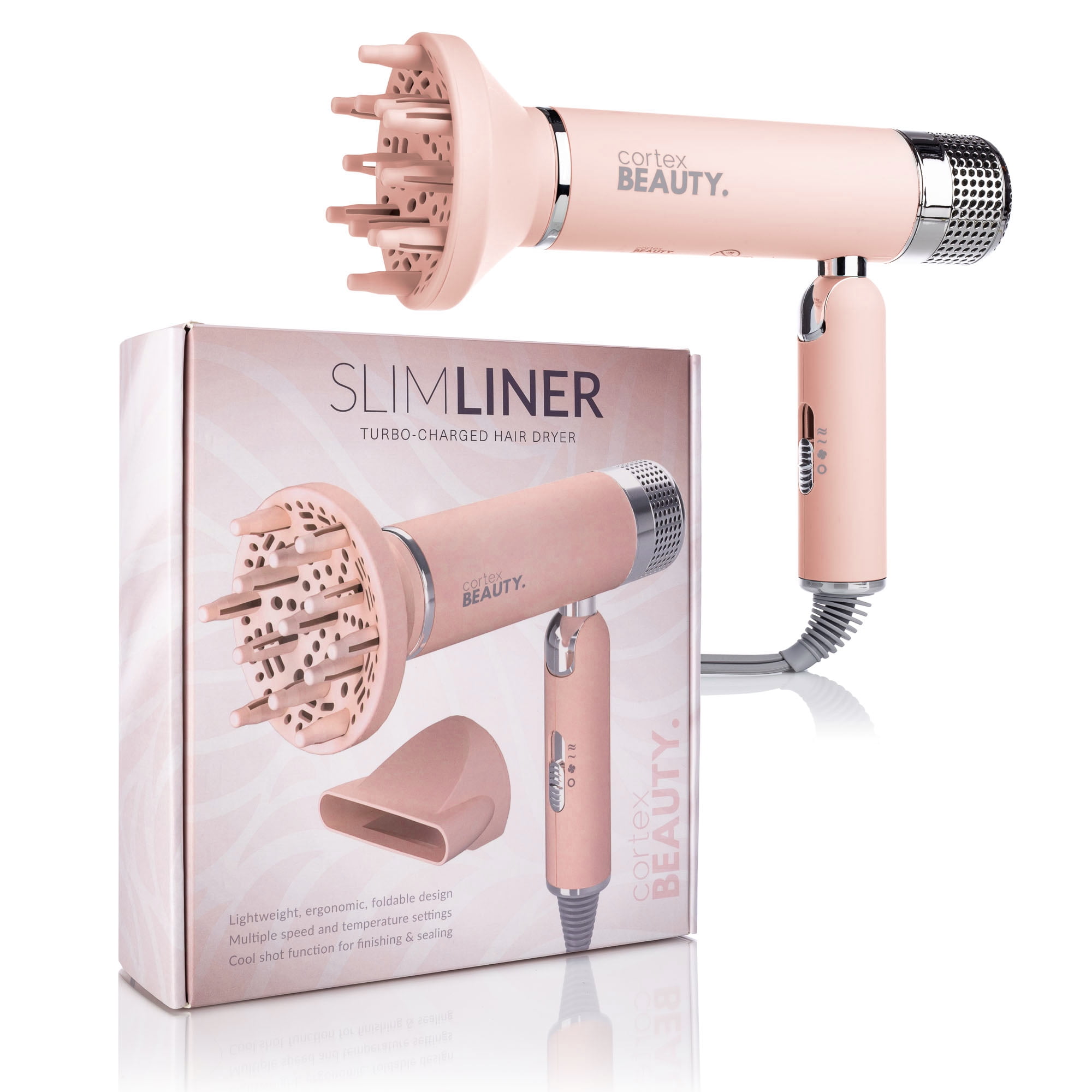 Cortex Beauty Slim Liner Foldable Travel Friendly Hair Dryer with 3