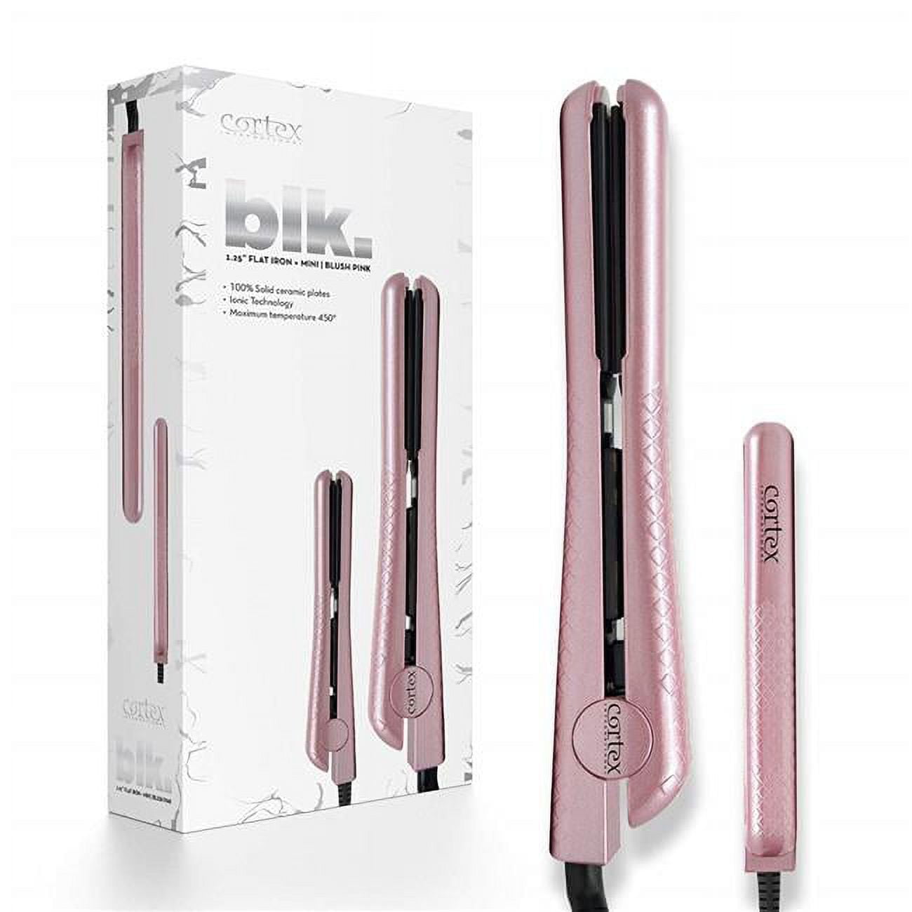 Cortex International 1.25 0.5 in. Black Series Duo Platinum Travel Size Gemstone Infused Ceramic Plates Duet Flat Iron Hair Straightening Blush Pink Walmart