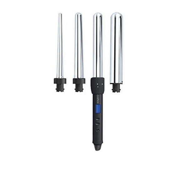 Cortex International 4-in-1 Pro Titanium Clipless Curling Iron Set with Four Interchangeable Heads & Heat Resistant Glove & 140 450 deg Variable Temperature