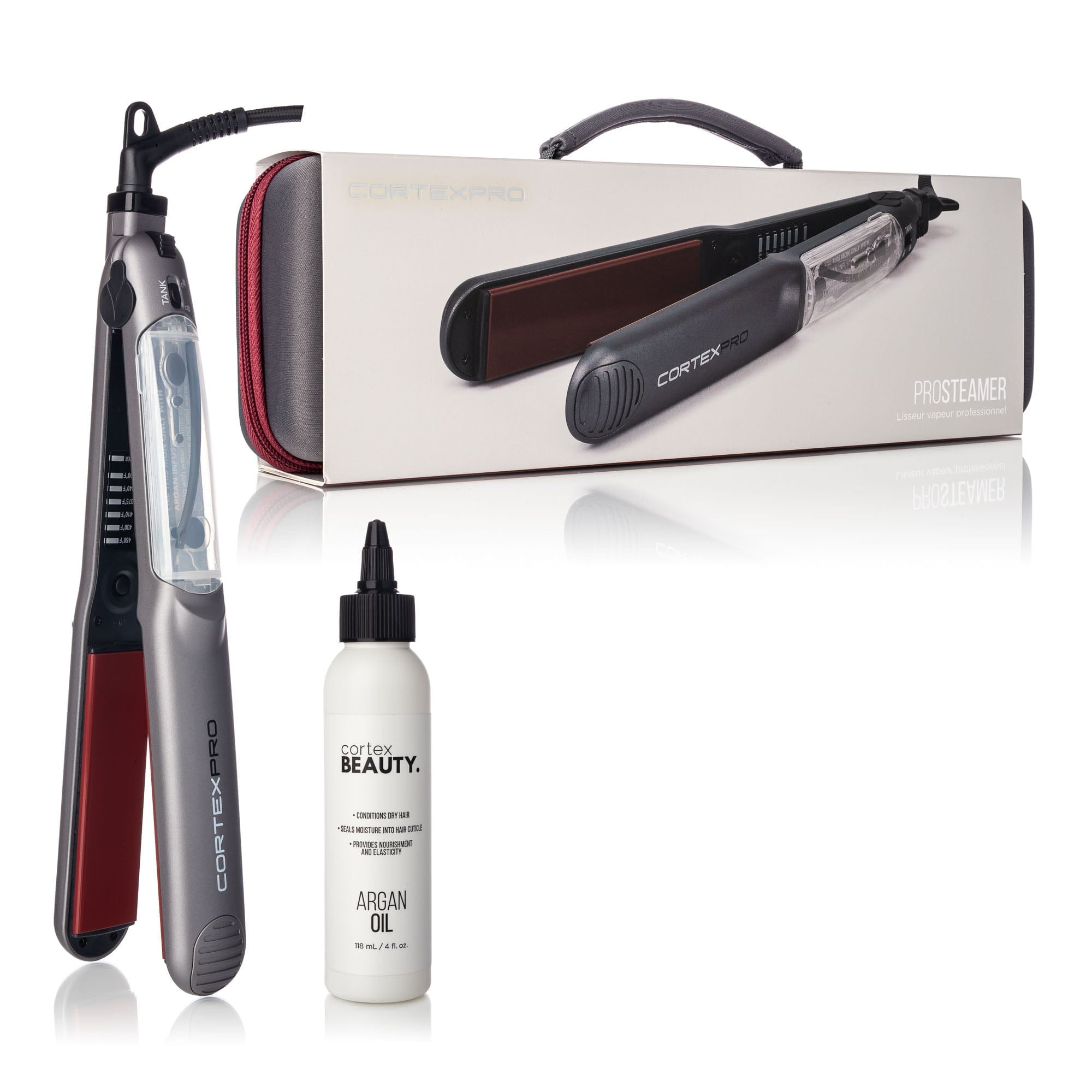 Gray Ceramic Professional Hair Steamer Flat Iron