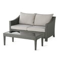 thumbnail image 1 of Cortez Outdoor Wicker Loveseat and Coffee Table with Cushions, Gray and Light Gray, 1 of 14