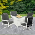 thumbnail image 1 of Cortina White Rectangle Fire Pit Table with Two-Tone Aspen Rock-Swivel Chair, 1 of 7