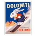thumbnail image 1 of Cortina d'Ampezzo Ski Resort - Dolomites (Dolomiti) Italy - Vintage Sports Poster by Sandro Bidasio degli Imberti c.1950 - Fine Art Matte Paper Print (Unframed) 16x20in, 1 of 4