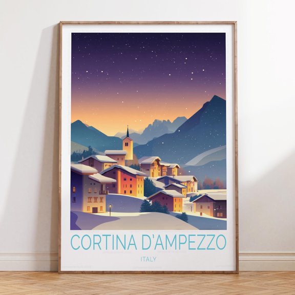 Cortina dAmpezzo Italy Mountain Range Print, Unframed Paper Print Size 8x12