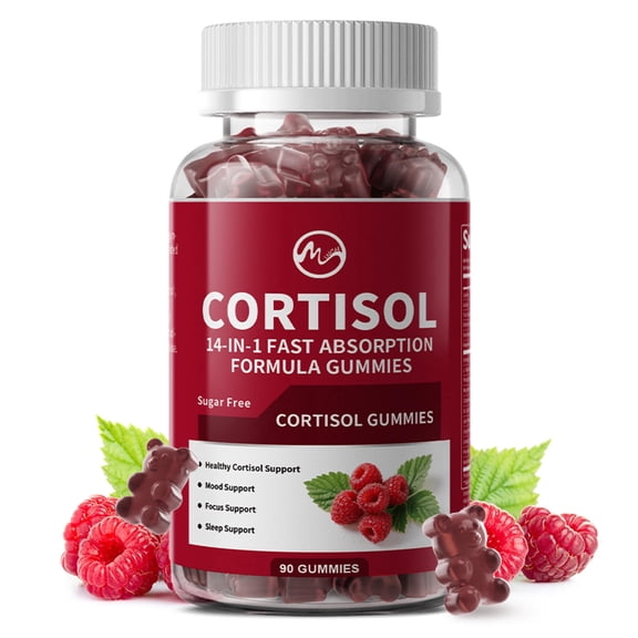 Cortisol Supplement Gummies for Women Men, Cortisol Reducer with Ashwagandha, L-theanine,Phosphatidylserine, Cortisol Detox Manager Support Stress Focus, 90 Count