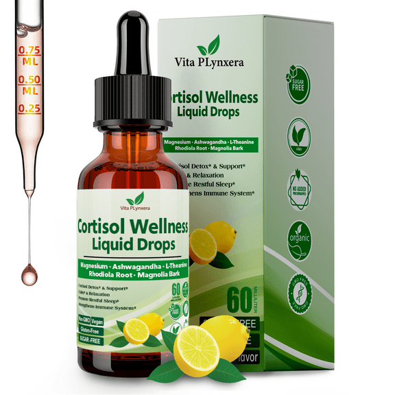 Cortisol Supplement Liquid Drops 17-in-1 Cortisol Detox Hormone Balanced for Women Sleep Support