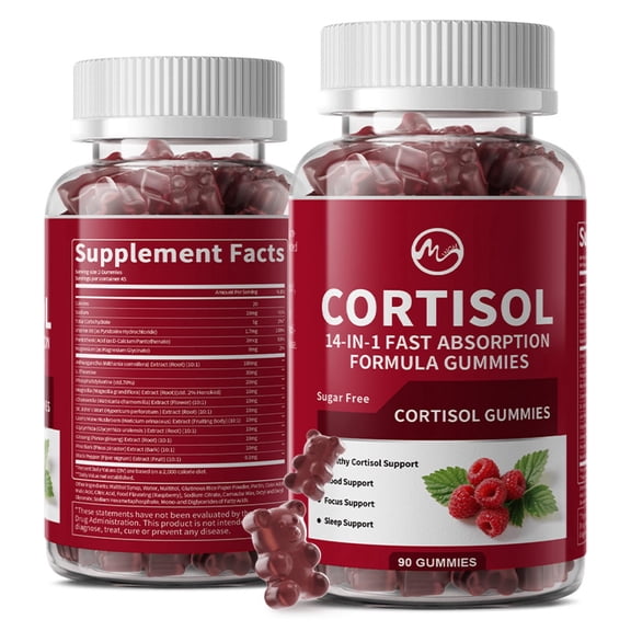 Cortisol Supplements Gummies for Women,Cortisol Gummies with Ashwagandha Rhodiola Rose Support Relaxation & Focus, 90 Count(2 Pack)