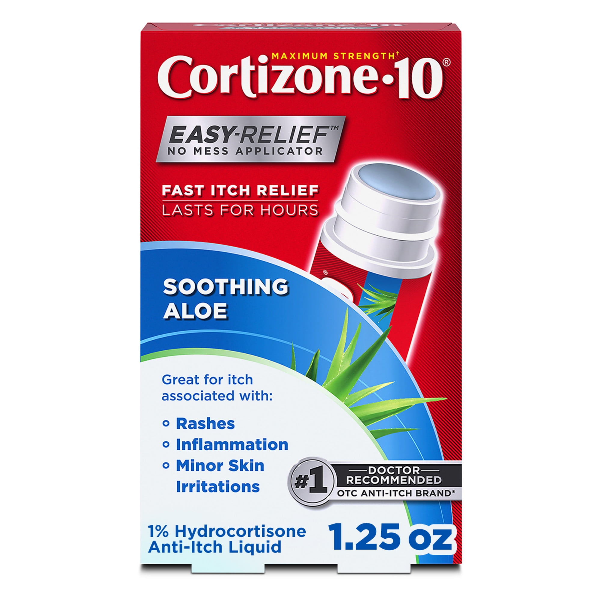 CORTIZONE 10 Cortizone-10 1% Hydrocortisone Anti Itch Roll-on Liquid for Eczema and Bug Bite Relief, Maximum Strength, 1.25 fl oz