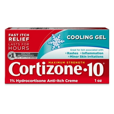 Cortizone-10 Cooling 1% Hydrocortisone Cream Anti Itch Gel for Bug Bite Relief, Maximum Strength, 1 oz