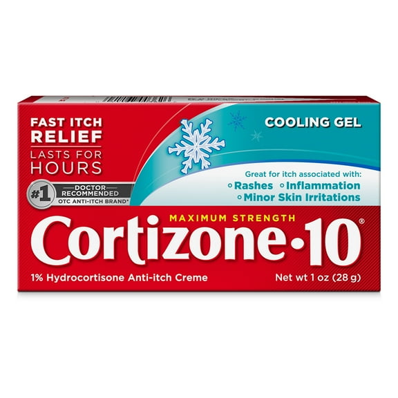 Cortizone-10 Maximum Strength Cooling Itch Relief Gel, 1% Hydrocortisone, Fast-Acting, Anti-Itch Gel for Bug Bites, Rash, Eczema, Psoriasis, Poison Ivy, Oak, Sumac & More, 1 oz