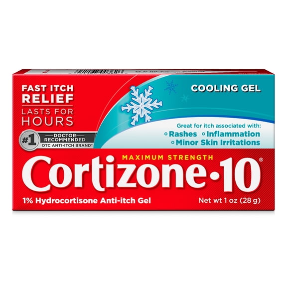 Cortizone-10 Maximum Strength Cooling Itch Relief Gel, 1% Hydrocortisone, Fast-Acting, Anti-Itch Gel for Bug Bites, Rash, Eczema, Psoriasis, Poison Ivy, Oak, Sumac & More, 1 oz