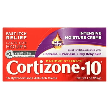 Cortizone-10 Intensive Moisture 1% Hydrocortisone Anti Itch Cream for Eczema and Bug Bite Relief, Maximum Strength, 1 oz
