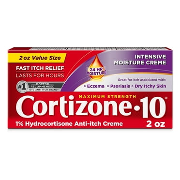 Cortizone-10 Intensive Moisture 1% Hydrocortisone Anti Itch Cream for Eczema and Bug Bite Relief, Maximum Strength, 2 oz