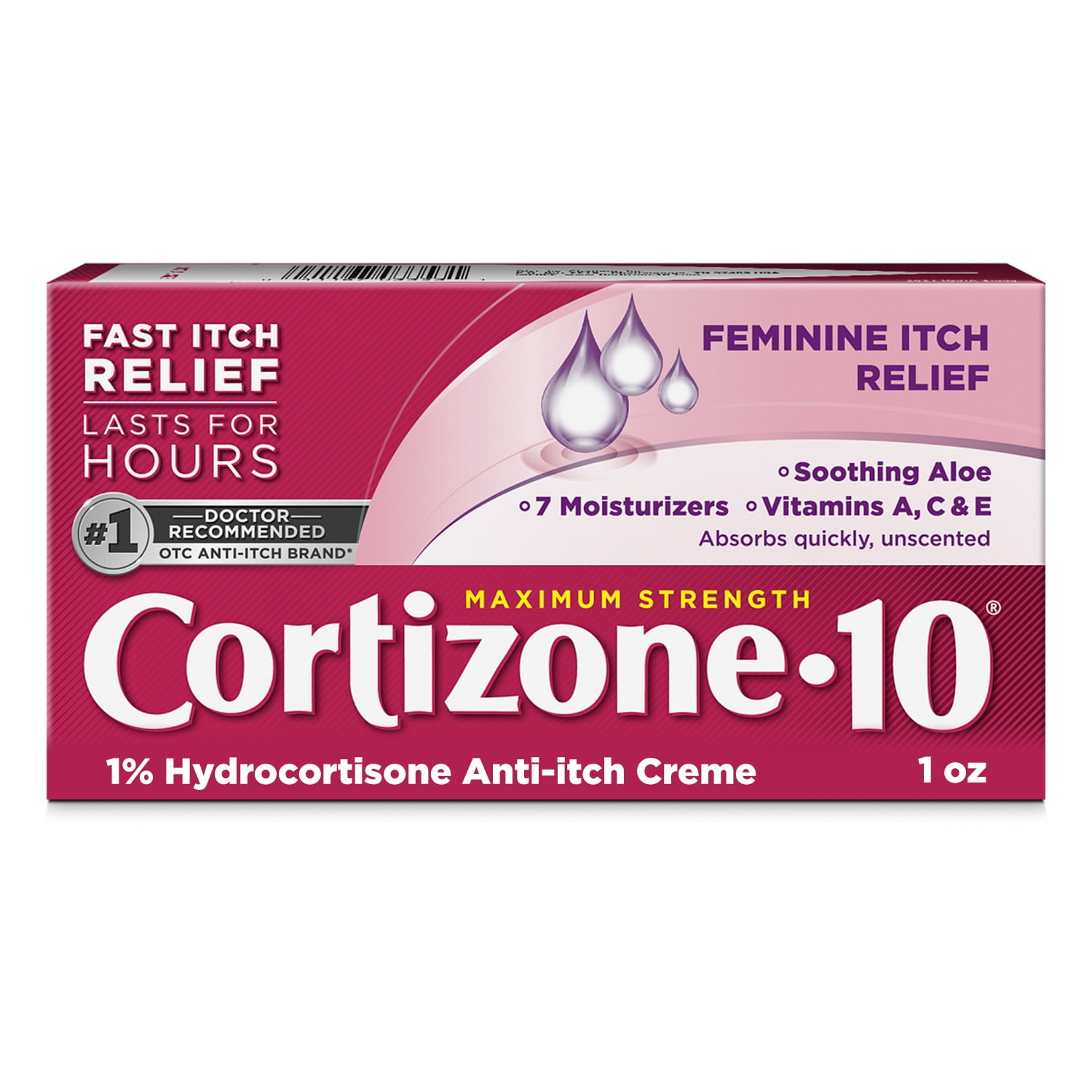 Cortizone-10 Maximum Strength 1% Hydrocortisone Feminine Anti-Itch Cream with Aloe & Vitamins A, C, E 1oz