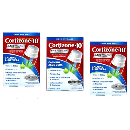 Cortizone 10 Maximum Strength Fast Itch Relief Easy Applicator - 1.25 Oz, 3 Pack