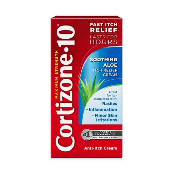 Cortizone-10 Maximum Strength Soothing Aloe Itch Relief Cream, 1% Hydrocortisone, Fast-Acting, Anti-Itch Cream for Bug Bites, Rash, Eczema, Psoriasis, Poison Ivy, Oak, Sumac & More, 1 oz