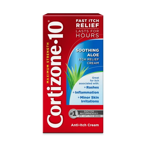 Cortizone-10 Maximum Strength Soothing Aloe Itch Relief Cream, 1% Hydrocortisone, Fast-Acting, Anti-Itch Cream for Bug Bites, Rash, Eczema, Psoriasis, Poison Ivy, Oak, Sumac & More, 1 oz