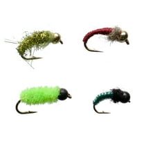 Cortland Caddis Nymph Fly Assortment, Size 10, 4 Pack, 709287