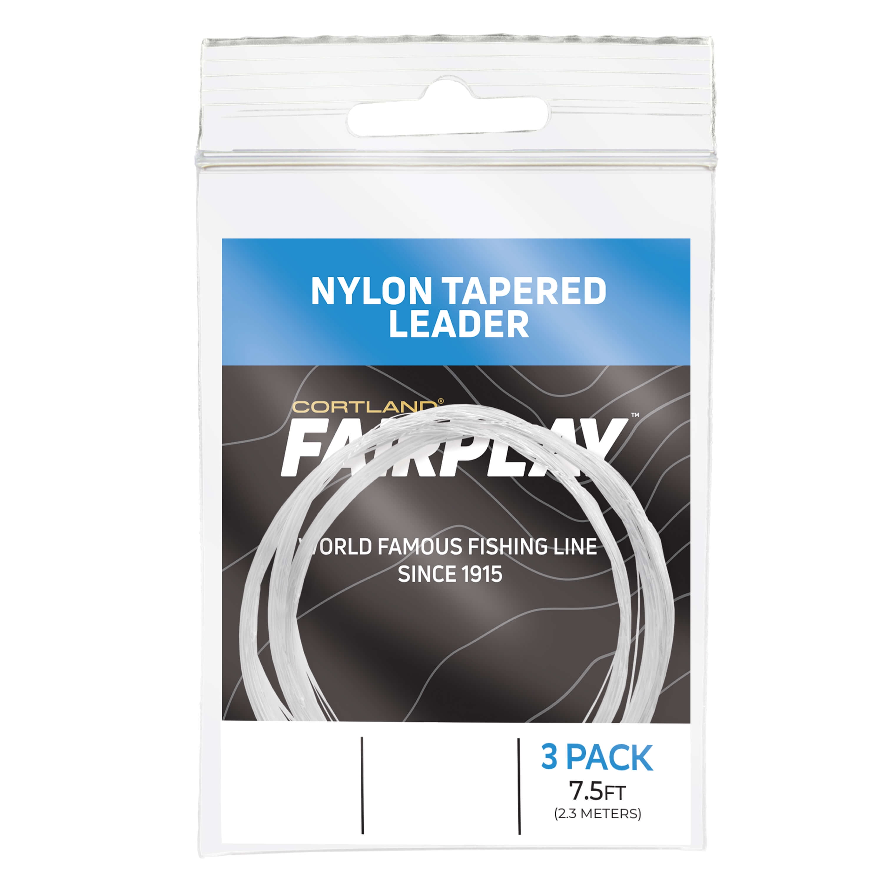 Cortland Fairplay 7.5' Tapered Leader, 3 Pack, No Loop, 6X, 2.7-Pound Test, 607675