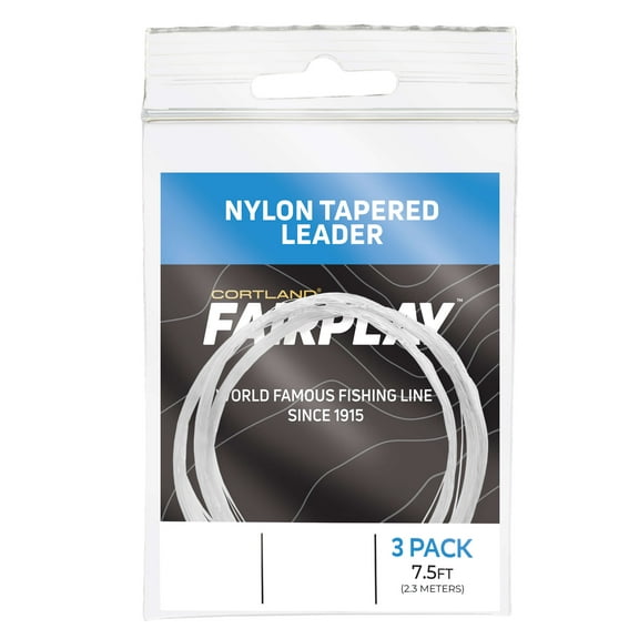 Cortland Fairplay 7.5' Tapered Leader, 3 Pack, No Loop, 6X, 2.7-Pound Test, 607675