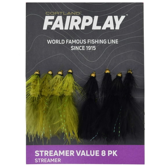 Cortland Fairplay Streamer Fly, 8-Piece Assortment, Multi Color value pack, 665521