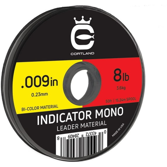 Cortland Indicator Mono Leader Material Yellow Red .009 8 Lb 284098