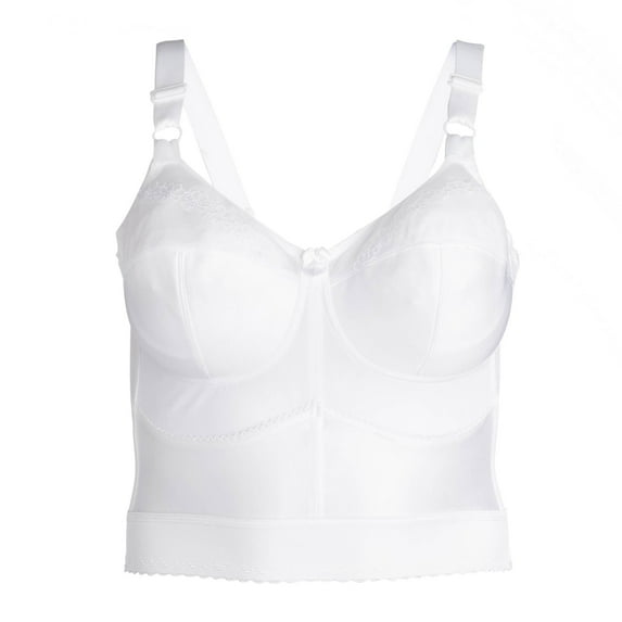 Cortland Intimates Style 7808 - Embroidered Soft-Cup Long Line Bra 46D White