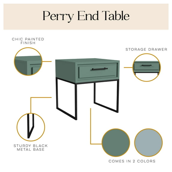 Cortney's Collection Perry End Table, Sage Green