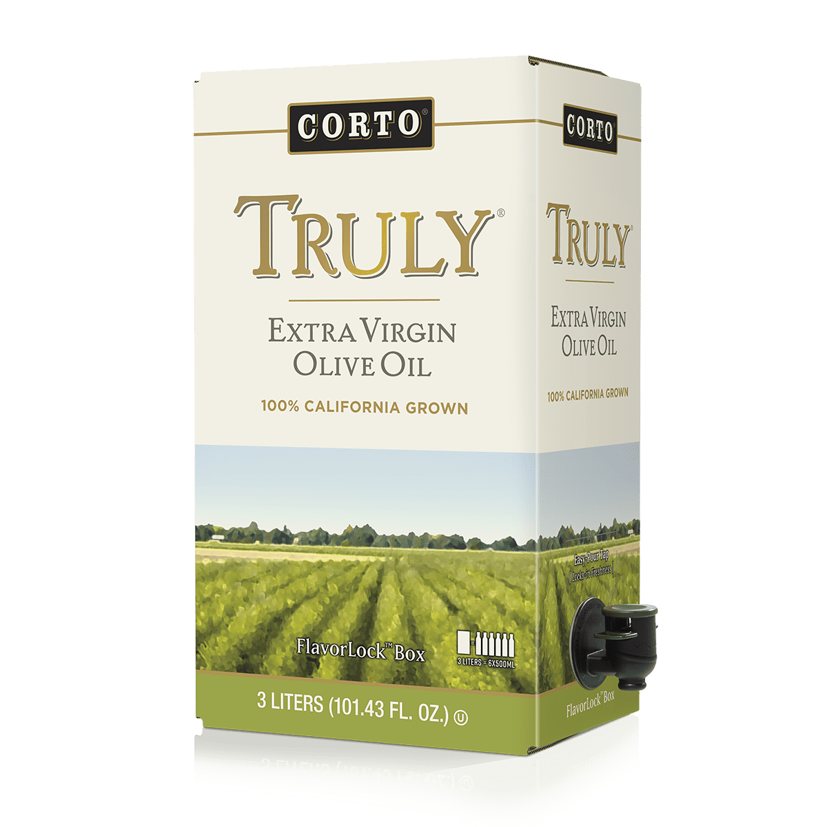 Corto TRULY | 100% Extra Virgin Olive Oil | Cold Extracted in State-of-the-Art Mill | Straight from Official Corto Olive Groves & Oil Producer | Oxygen-Free, Light Free FlavorLock Box | 3L