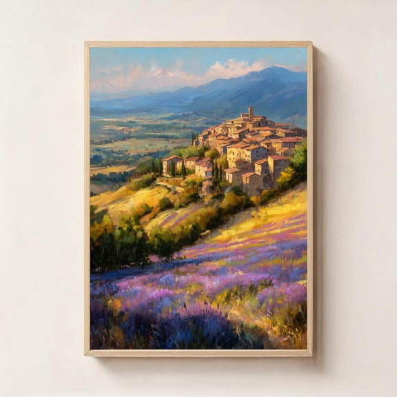 Cortona Hilltop Wall Art Italian Village Tuscany Landscape, Unframed Paper Poster 8x10in