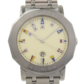 Pre-Owned Corum Admirals Cup Watch 99.430.20 V585 Stainless Steel Quartz Analog Ivory Dial Men's