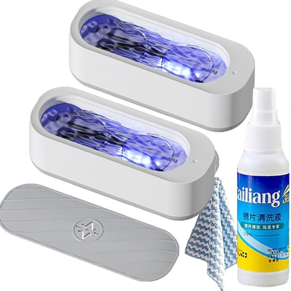 Corvante Clerazy Ultrasonic Glasses Cleaner,Rechargeable Clerazy Eyeglass Cleaner Machine with Liquid,Fast Deep Cleaning for Eyewear,Jewelry (2Set)