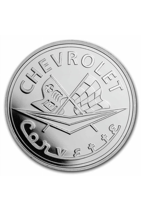 Corvette 1 oz Silver Classic Emblem Flags & Script