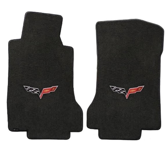 Corvette 2005-2007 2 Piece Ebony Velourtex C6 Logo Mat