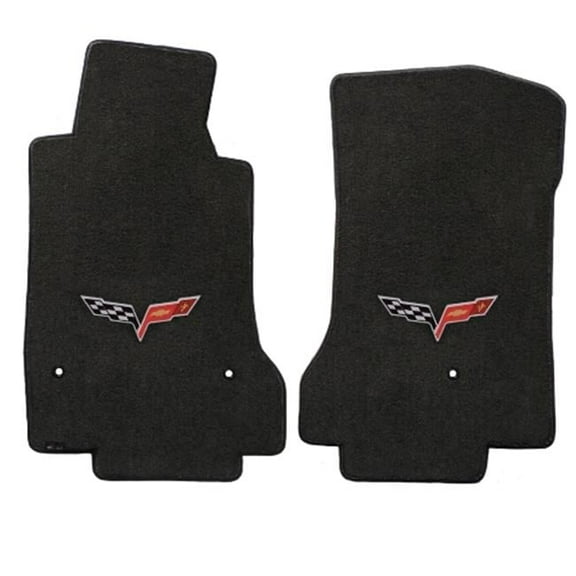 Corvette 2007-2013 2 Piece Ebony Velourtex C6 Logo Mat