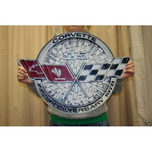 Corvette 25th Anniversary Metal Wall Hanging Sign : 25" x 18"