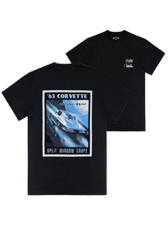 '63 Sting Ray Split Window Coupe Front and Back Print T-Shirt-XLarge