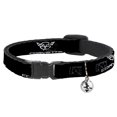 thumbnail image 1 of Corvette Breakaway Cat Collar With Bell, Plastic Clip, Easy Adjustable, Corvette Black Silver Repeat, 8.5 to 12 Inches 0.5 Inch Wide, 1 of 5