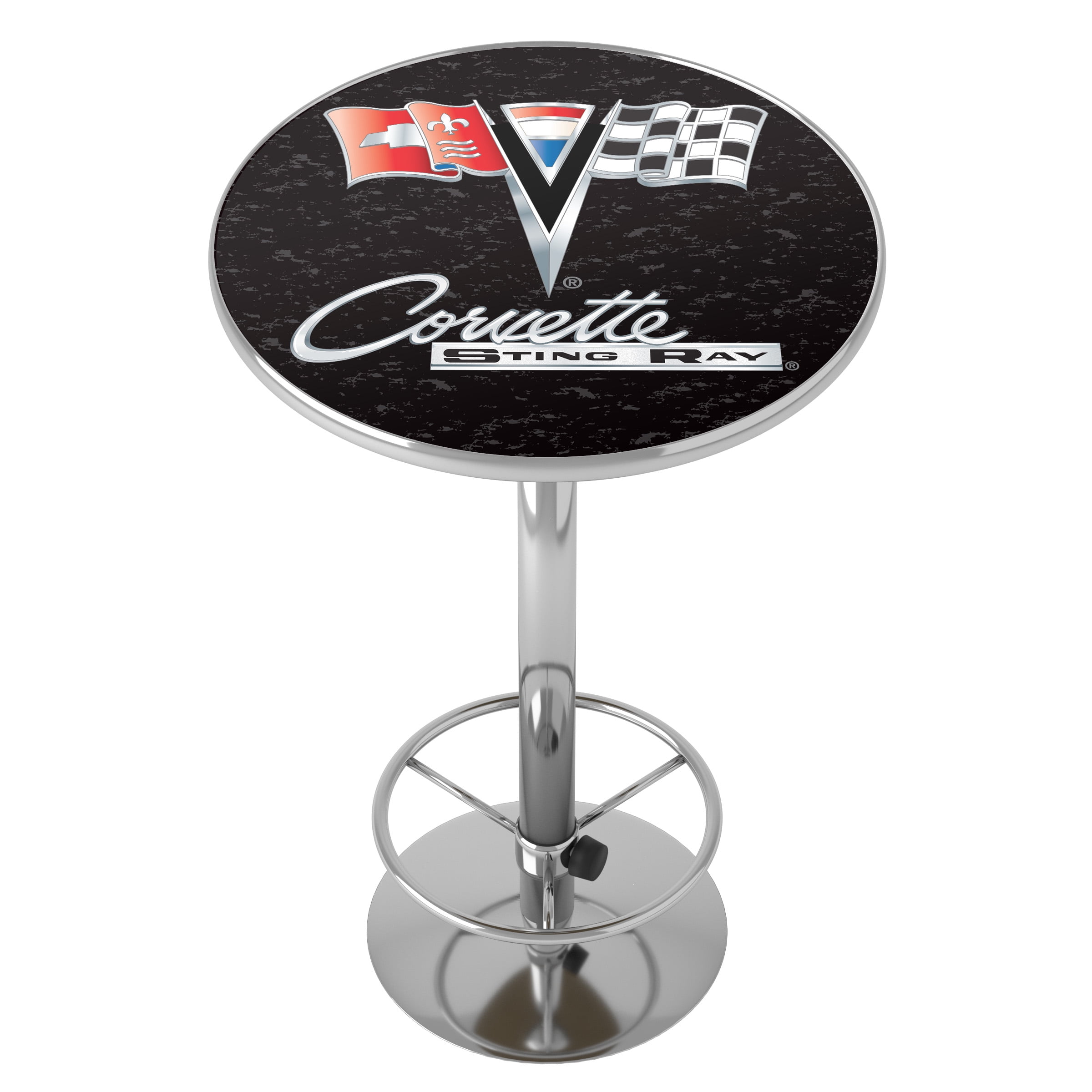 Corvette C2 Black Bar Table with Adjustable Footrest and Acrylic Top