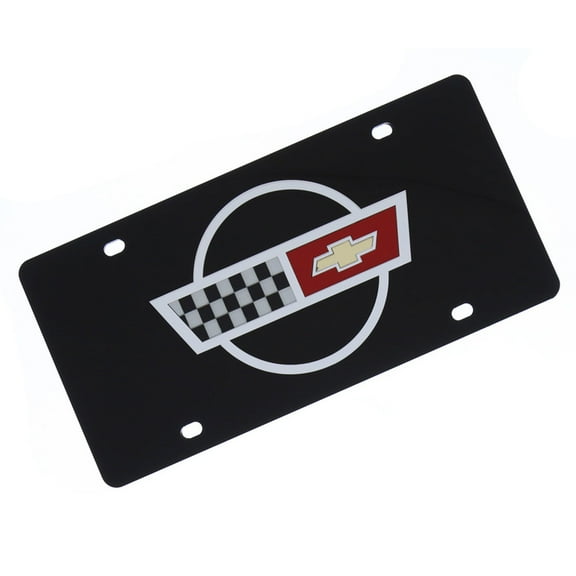 Corvette C4 Logo Lcense Plate (Black)