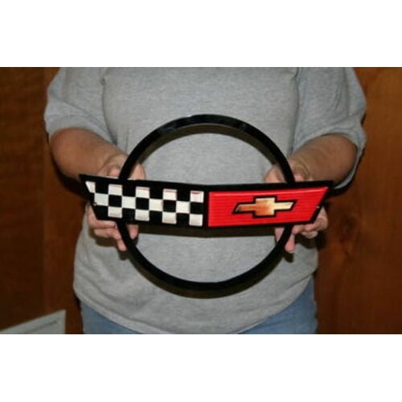 Corvette C4 Stingray Crossed Flag  Emblem Steel Sign