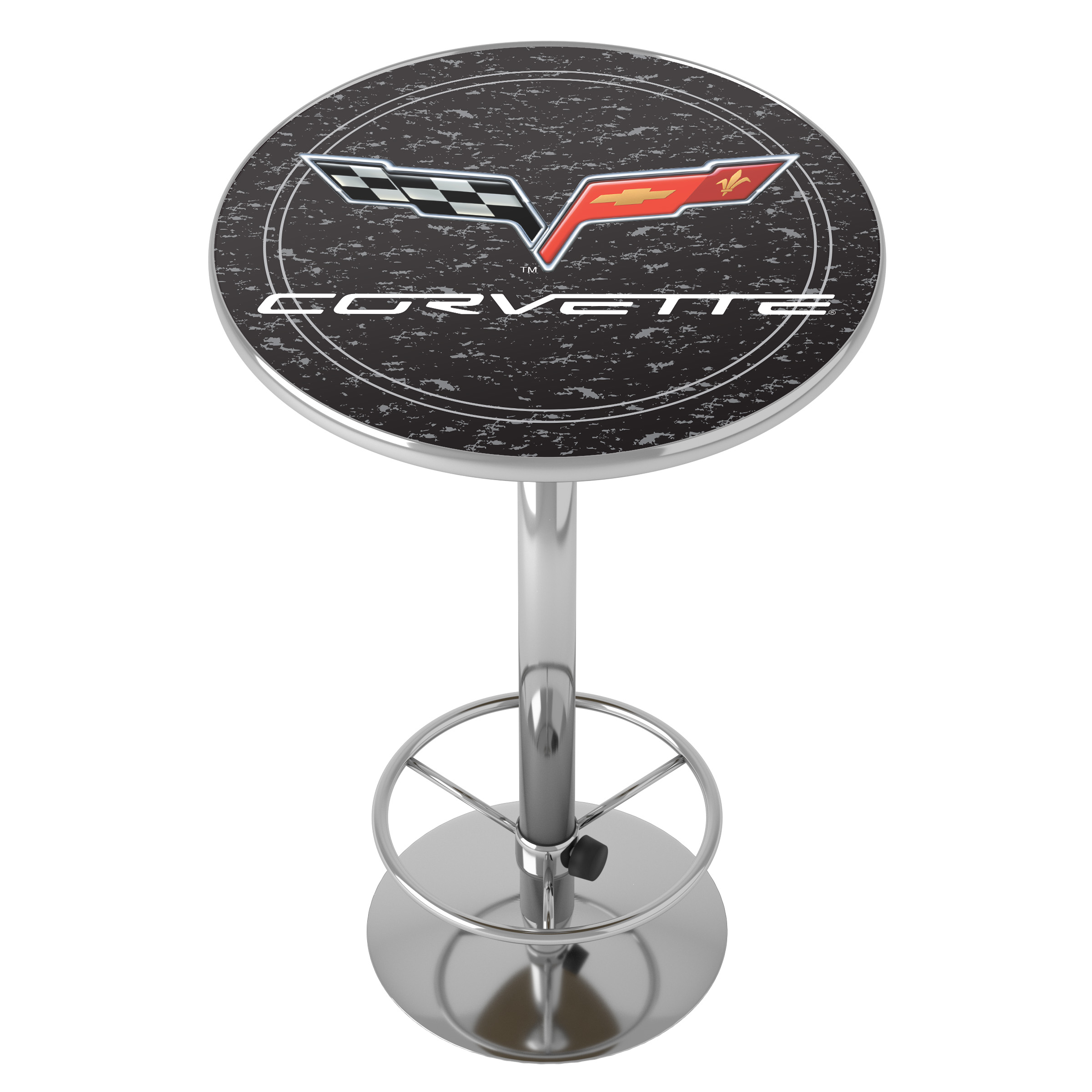Corvette C6 Black Bar Table with Adjustable Footrest and Acrylic Top