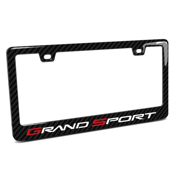 Corvette C6 Grand Sport in 3D on Real Carbon Fiber ABS Plastic License Plate Frame